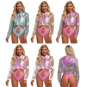 Women Sweatshirts Clubwear Tops Summer Shirts See Through Pullovers Transparent - Picture 1 of 58