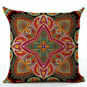 Boho Style Vintage Colorful Linen Pillow Case Cushion Cover Geometric Cotton