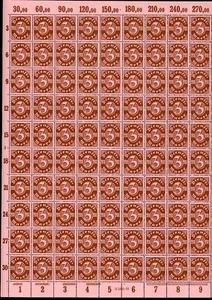 ALEMANIA 1922-23 COMO NUEVO NH HOJA DE 100 SELLOS #O16, ¡NÚMEROS DE SELLOS OFICIALES!! - Imagen 1 de 2