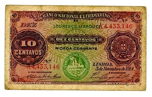 Mozambique ... P-59 ... 10 Centavos ... 1914 ... *F+* - Bild 1 von 2