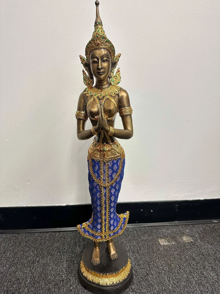 Falda azul estatua de bronce tailandesa 27" Foto 1 de 1