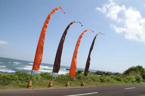 2 x Hot Pink Balinese Flags Cotton Handmade 3.35M Tall Event Party Outdoor Decor - Image 1 of 4
