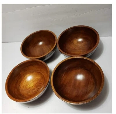 Juego de 4 ensaladeras individuales "primavera" de madera de granero de cerámica Foto 1 de 4