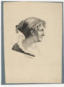 Lithographie Inkunabel um 1820 Wilhelm von Harnier (1800 - 1838) Frauenkopf - Bild 1 von 1