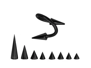 Barra de hélice espiral espiral espiga/cono negra, barra retorcida piercing labio joyería - Imagen 1 de 5