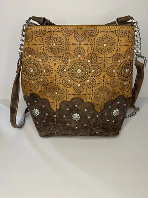 Montana West рюкзак сумочка цветочный кожаный коричневый желтовато-коричневый Western - Изображение 1 из 3