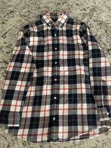 Vineyard Vines Boys Long Sleeve Shirt Size Medium Navy Orange White Yellow Plaid - Picture 1 of 3