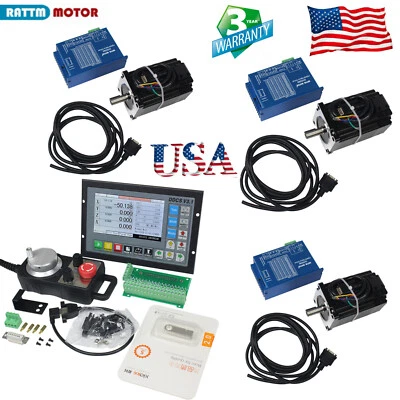 RATTM MOTOR 【US】3 Axis Nema34 8N.m Closed Loop Stepper Servo Motor Driver CNC Controller Kit