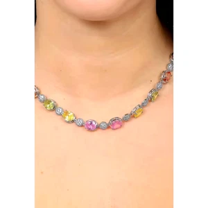 Elegante collana Ottaviani, zinco e zirconi colorati, 43cm, nuova, SUPERSCONTATA - Foto 1 di 11