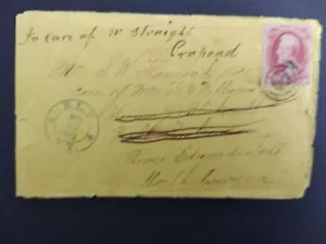 Vermont: Ely (#1) 1873 Cover to Prince Edward Island, Blue Ornamted CDS, DPO - Picture 1 of 2