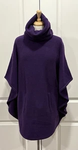 Poncho Ralph Lauren 100 % cachemir púrpura capa para mujer hilo italiano mediano - Imagen 1 de 7