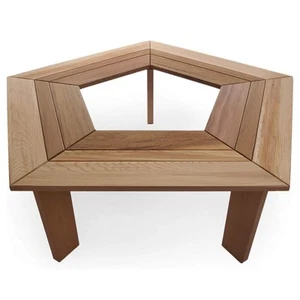 All Things Cedar 52” Wood Tree Bench 5 Side Wrap Around Outdoor Seating, Natural - Picture 1 of 8