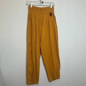 Vintage 80er Bugle Boy Herren Größe 26x29 senfgelb Pantaloons Hose Knopfleiste - Bild 1 von 14