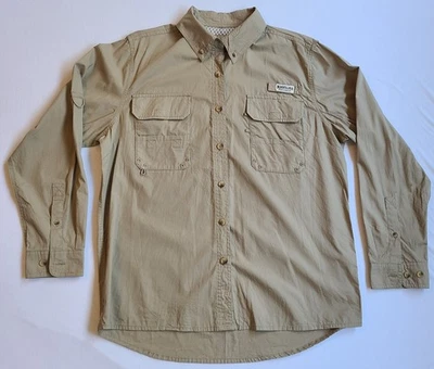 Camisa de pesca para mujer Magallanes ropa deportiva ventilada manga larga, beige/tostado, grande Foto 1 de 4