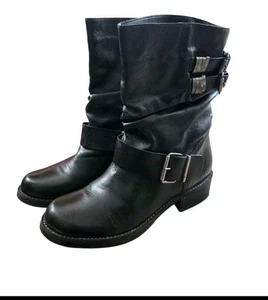 Matisse Arion Cinturini per Stivali in Pelle Nera, Ferramenta Argento, Fibbia alla Caviglia TG 7,5M - Foto 1 di 10