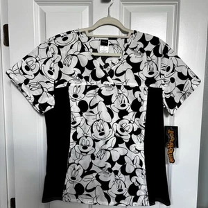 DISNEY Tooniforms Mickey & Minnie Scrub Top. Size Large. 100% Cotton. NWT - Picture 1 of 9