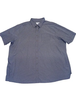 Harbor Bay Button Down 4XLT Men's Black White Printed Short Sleeve Pocket Cotton - Image 1 of 4