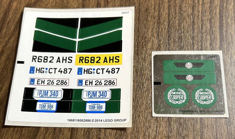 LEGO Sticker Sheets #1 & #2 for Set 10242 Mini Cooper NEW - Image 1 of 1
