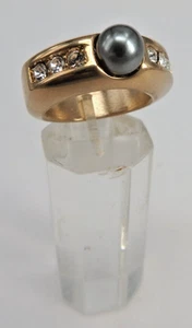 Neugablonz: Design Damenring Tahiti-Perle Brillanten Swarovski Elements (116346) - Picture 1 of 5