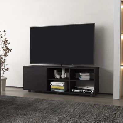 Soporte TV Negro, Consola Multimedia con Almacenamiento para Salón TV Foto 1 de 4