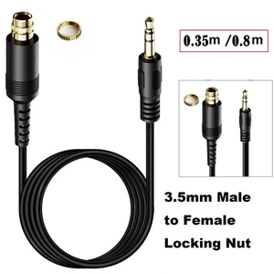 3.5mm Male to Female Locking Nut Panel Mount AUX Auxiliary Car Stereo Cable Cord - Picture 1 of 13
