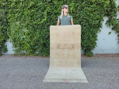 Neutral Runner 2x5, Vintage Runner Beige, Handmade Wool Rug, Decorative Rug - Image 1 of 4