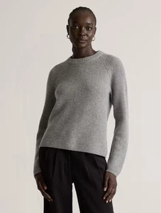 Maglione girocollo donna Quince Mongolo Cashmere Pescatore Grigio MED Cropped - Foto 1 di 9