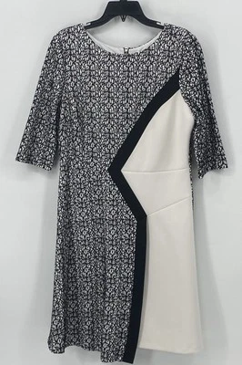 Vestido by Jax Negro/Blanco Colorblock Vaina Texturizado Vestido Manga Corta Talla 16 Usado en Excelente Condición Foto 1 de 4