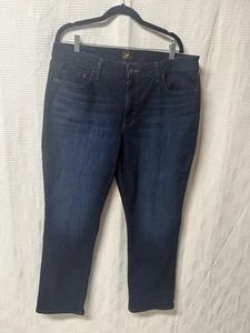 Lee Blue Denim gerades Bein mittelhoher Bund Damen 18S/C * dunkle Waschung dehnbar Komfort - Bild 1 von 10