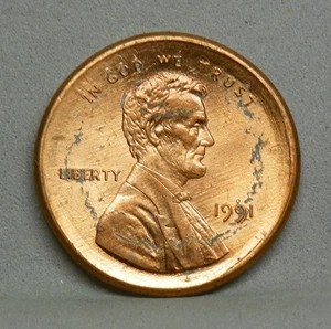 1991 LINCOLN CENT, BRAOD STRUCK ERROR - Picture 1 of 2