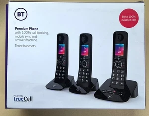 BT Premium Trio Cordless Phone with Answering Machine, Three-Handset, Black Used - Picture 1 of 6