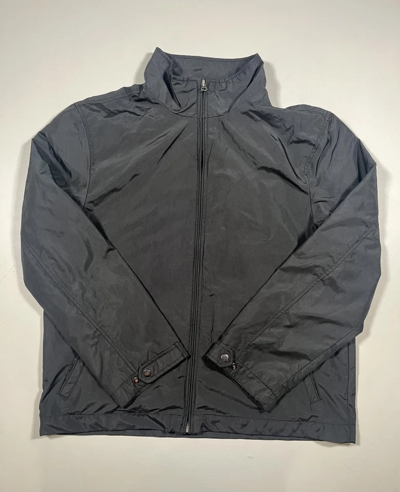 Chaqueta Merona Para Hombre Grande Negra Cremallera Completa Ligera Cortavientos Forrada Puños a Presión Foto 1 de 4