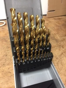 HSS TIN Bohrer Satz 19-25 tlg. Spiralbohrer Metallbohrer Eisenbohrer Kassette .. - Bild 1 von 1