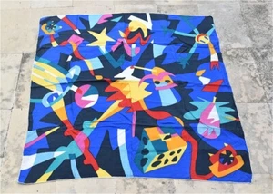 Vtg 33" x 33" Ashley Brooke 100% Silk Scarf Headscarf  Blue Geometric - Picture 1 of 5