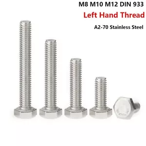 M8 M10 M12 Hex Head Bolts A2 304 Stainless Steel Hexagon Left Hand Thread Screws - Picture 1 of 27