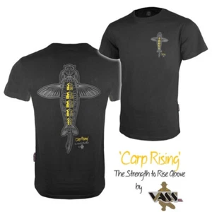 Vass Rising Tee Shirt Black - Carp Fishing - All Sizes - Free Delivery - Picture 1 of 3