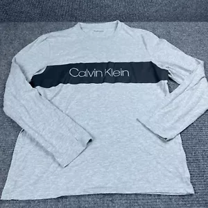 Calvin Klein Herren T-Shirt Medium Grau Langarm Grafikdruck - Bild 1 von 5