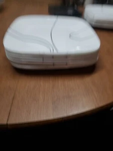 11 Corelle Square Dinner Plates 10.5” Plates Simple Lines white black Bin 91 - Picture 1 of 16
