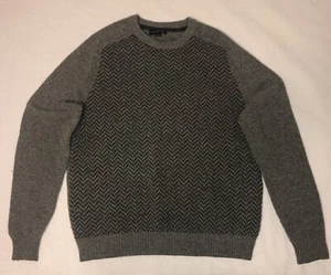 Lands’ End Lambs Wool Pullover Crewneck Sweater Men’s L 42-44 Gray / Dark Gray - Picture 1 of 10
