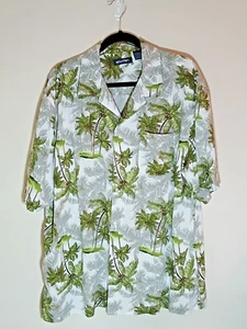 PURITAN Hawaiian Shirt Men's XL Soft Rayon Palm Trees, Light Background - Picture 1 of 4