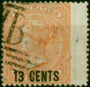 Mauritius 1878 13c auf 3D orange-rot SG87 gut gebraucht - Bild 1 von 1