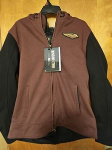 Harley Davidson Jacket Mens Medium Red Black Full Zip Soft Shell Lined 120 Years - Picture 1 of 22