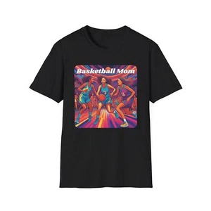 Girls Basketball Mom T-Shirt, Rainbow Design, Soft Cotton Tee, Proud Mom Gift, - Picture 1 of 8