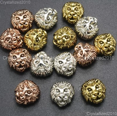 Solid Metal Lion Head Bracelet Necklace Connector Charm Beads Silver Rose Gold - Image 1 of 4