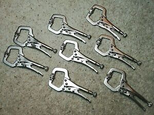 Pack of 8 mini  locking C clamps. All 4 inch size.