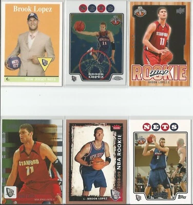 2008/09 NBA Basketball 1st Round Draft Pick Brooks Lopez 6-Rookie Card Lot - Image 1 of 2