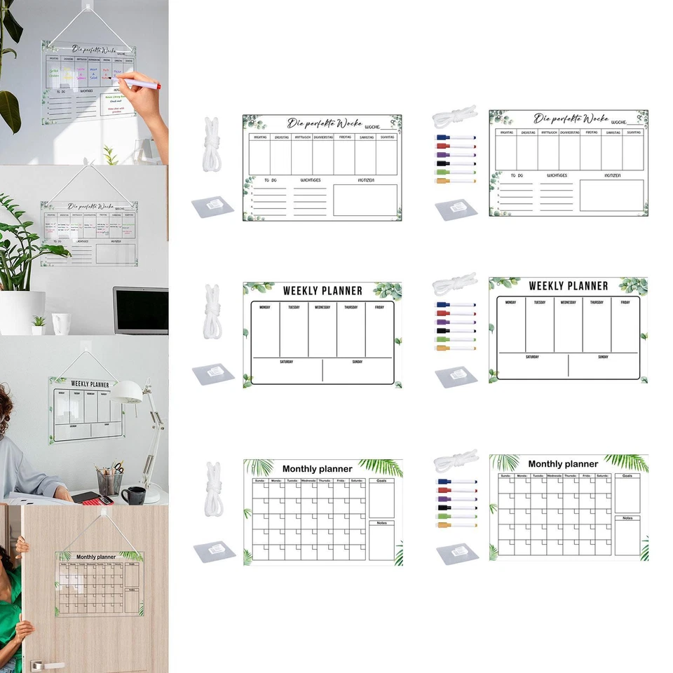 Acrylic Dry Erase Board Weekly Planning Board for Fridge Activities Home - Image 1 of 1