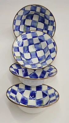 Mackenzie Childs Royal Check Breakfast Bowls Set of 4 - Image 1 of 4