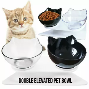 NEW Double Elevated Cat Dog Pet Bowl Feeder Food Water Raised Lifted Stand Bowls - Picture 1 of 10