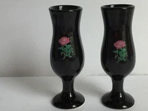 2 Tequila Rosa Tallo Vidrio Cerámica Negro con Rosa Logotipo 4 3/4" T - Imagen 1 de 10